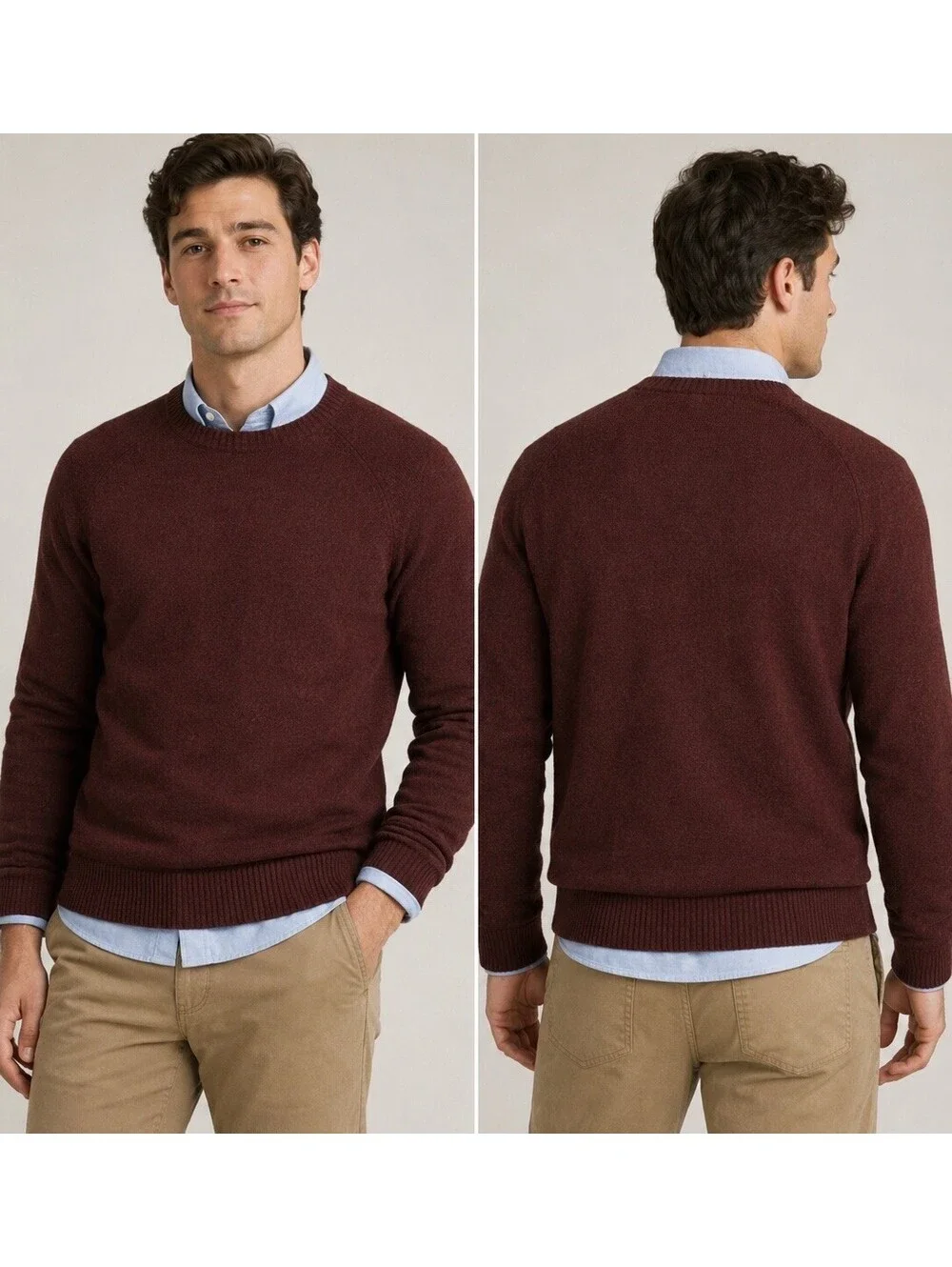 J.Crew Men’s Lambswool Crewneck Sweater Medium Chocolate Brown Wool Preppy